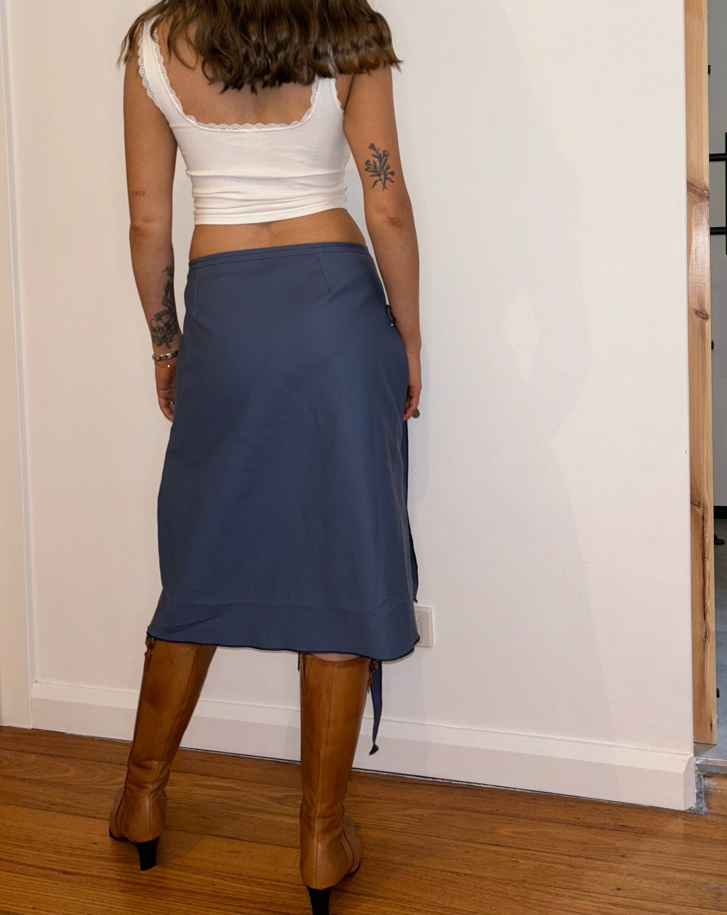 CHARCOAL BLUE BUCKLE SKIRT
