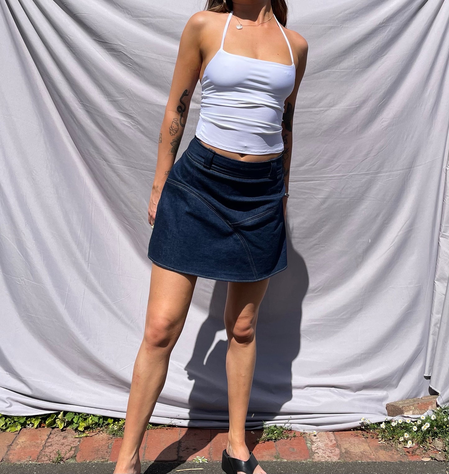 NAVY BLUE MINI DENIM SKIRT