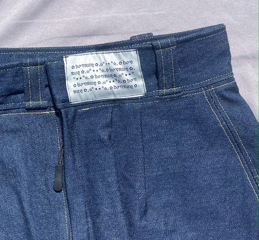 NAVY BLUE MINI DENIM SKIRT