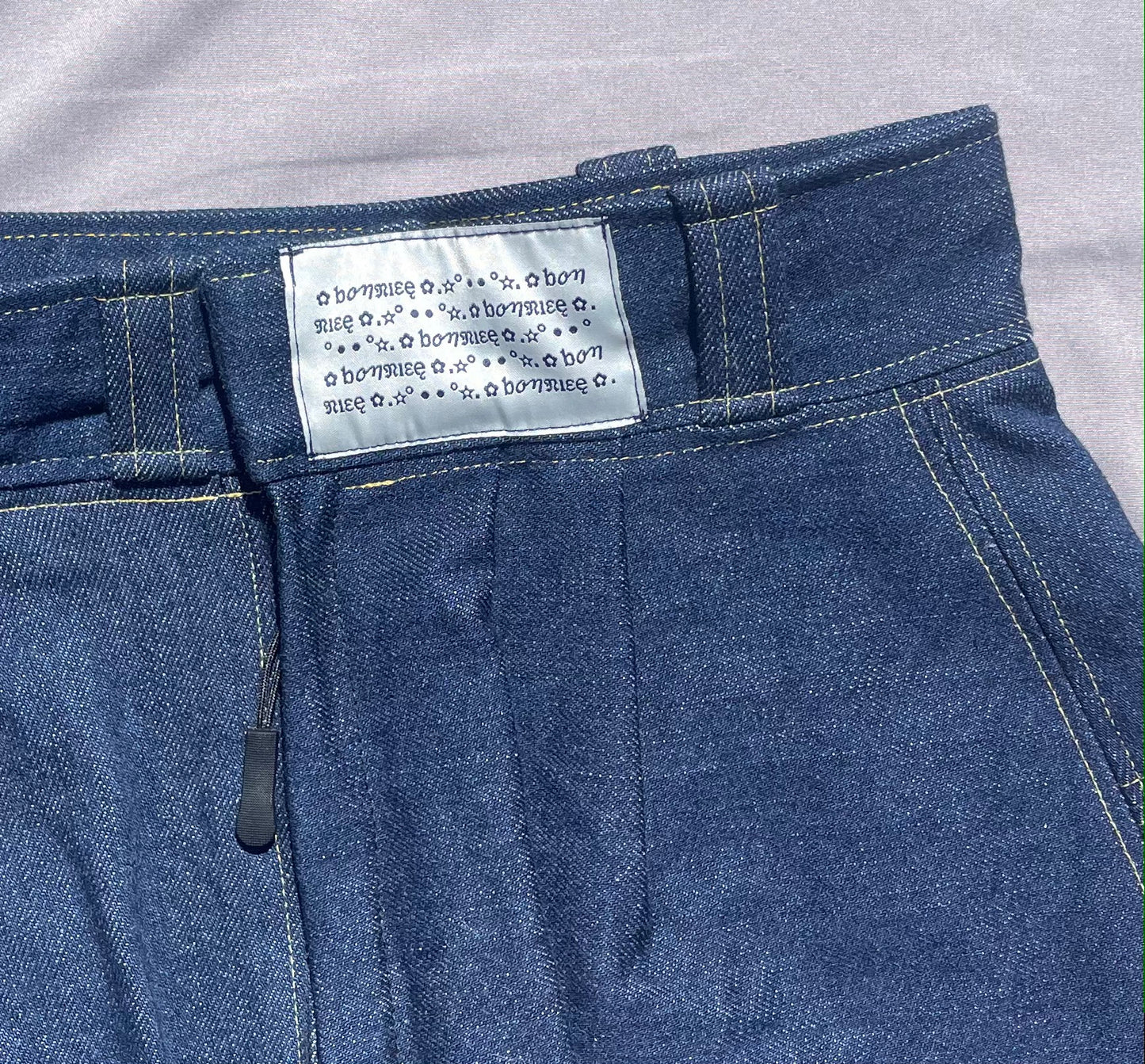 OG TOGGLE NAVY BLUE MID DENIM SKIRT