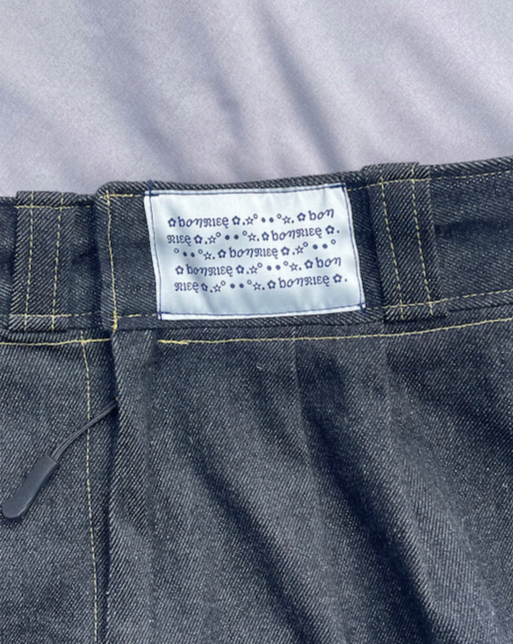 BLACK MINI DENIM SKIRT