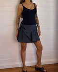 CHARCOAL BOW SKIRT MINI