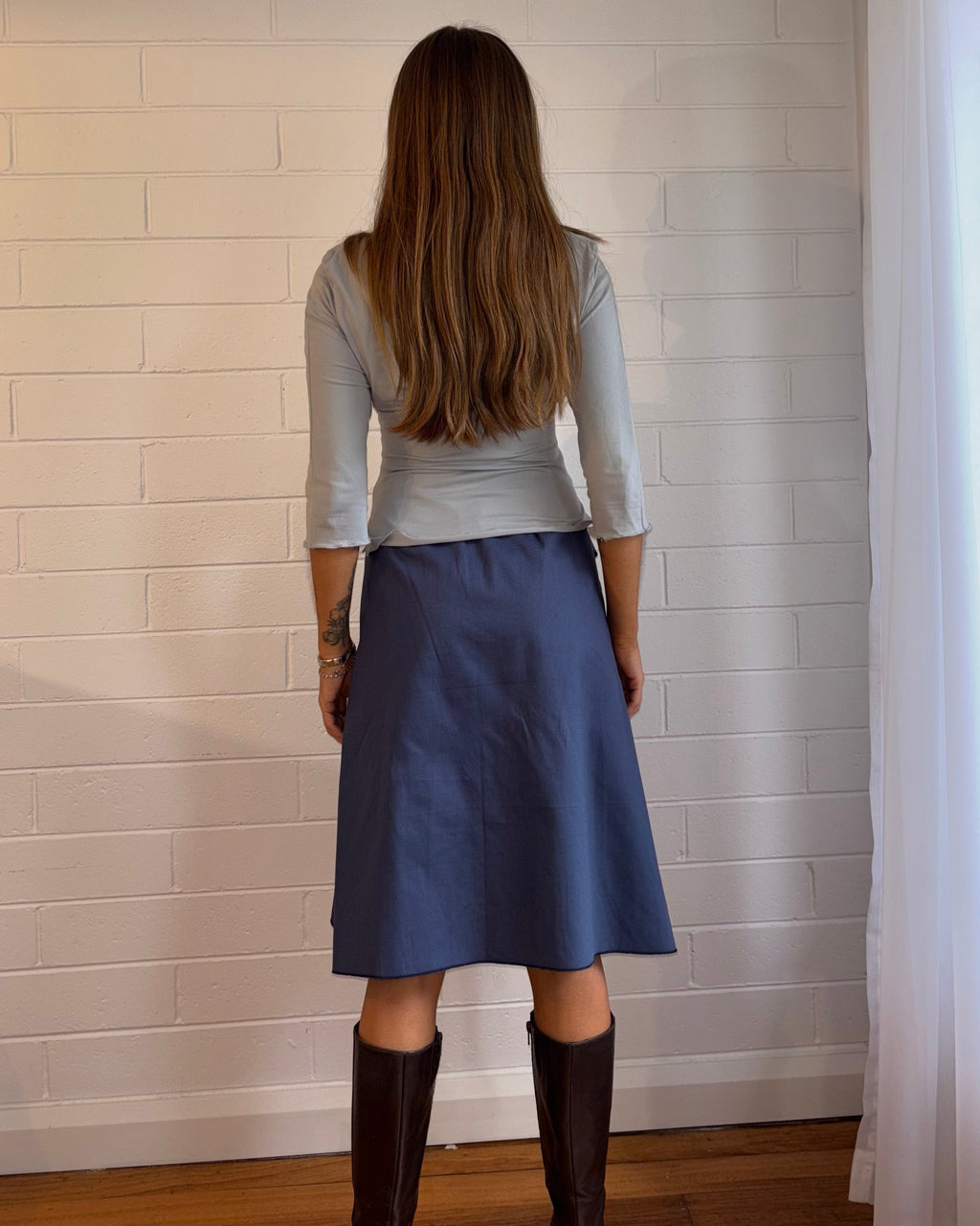 CHARCOAL BLUE BUCKLE SKIRT