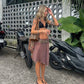 BROWN BUTTON SKIRT