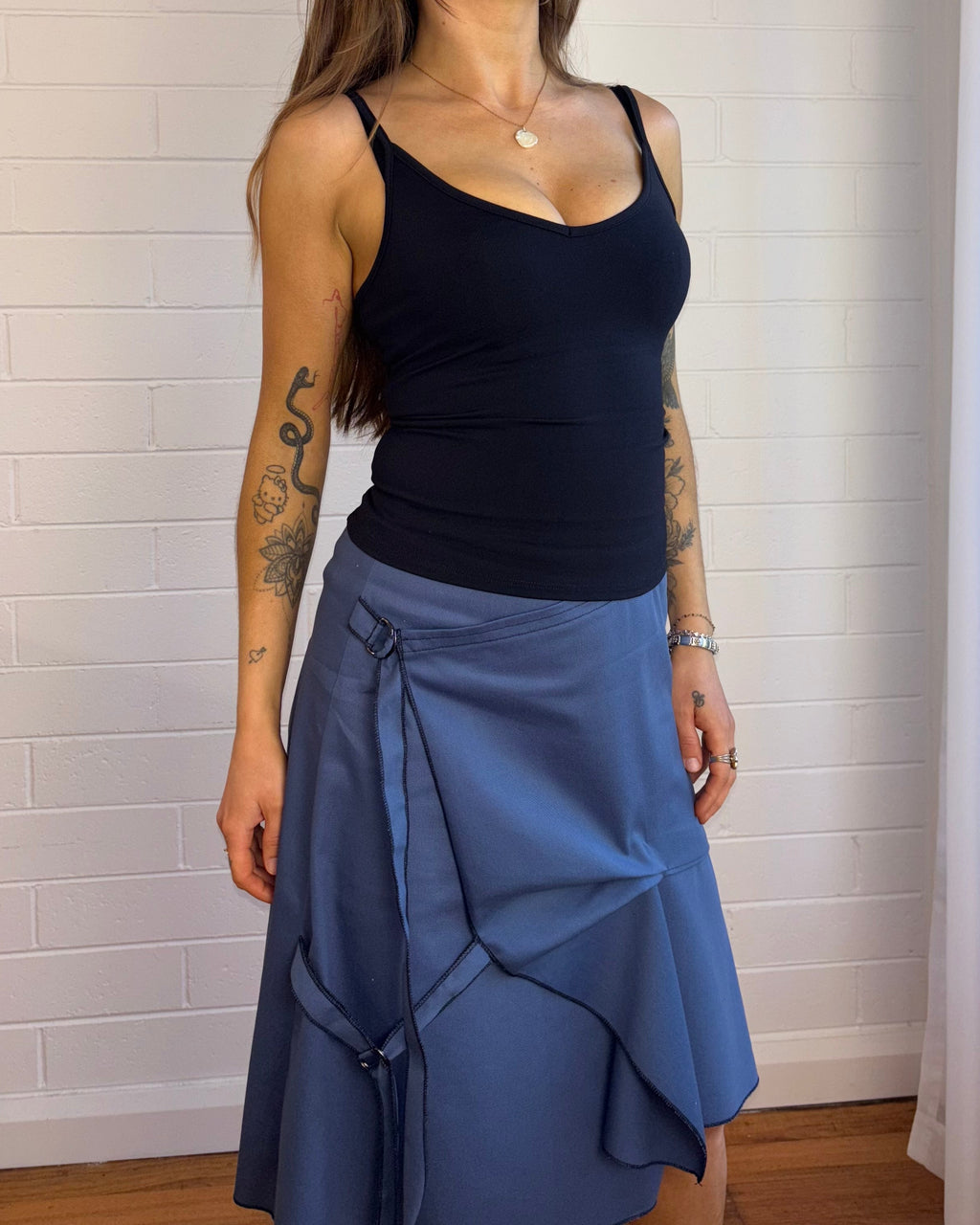 COTTON BLUE BUCKLE SKIRT