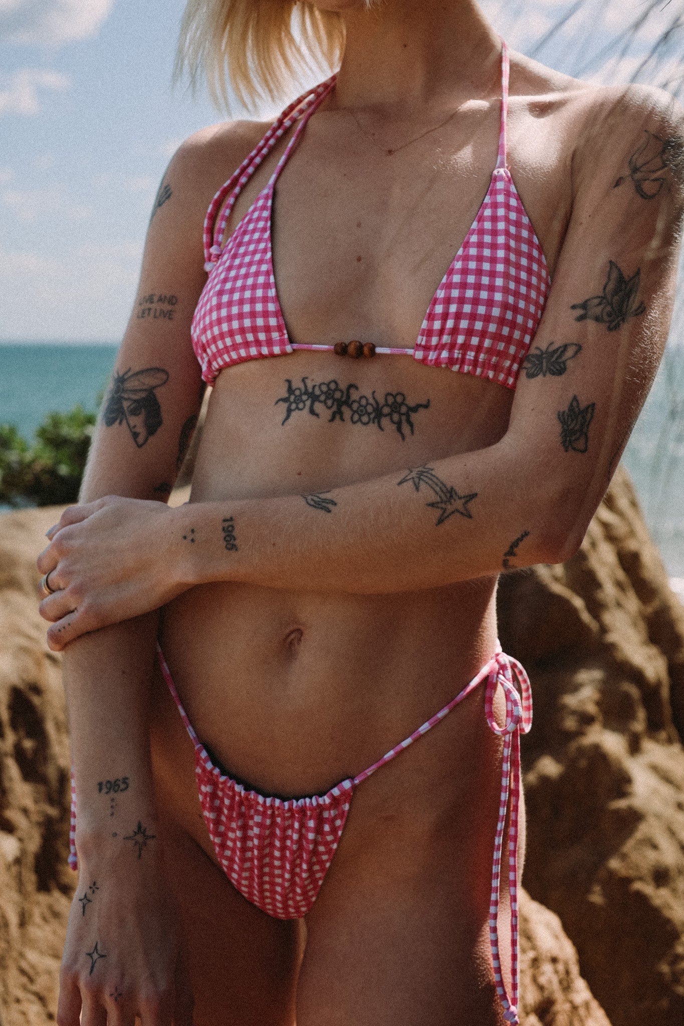 MAROON/PINK BIKINI TOP