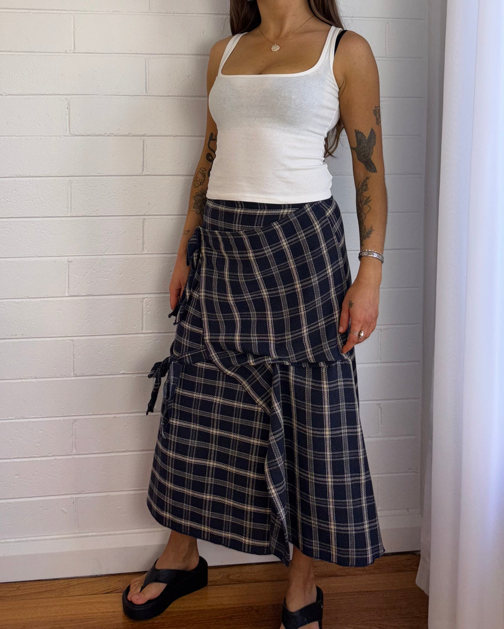 CHECK BOW SKIRT