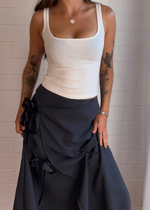 CHARCOAL BOW SKIRT