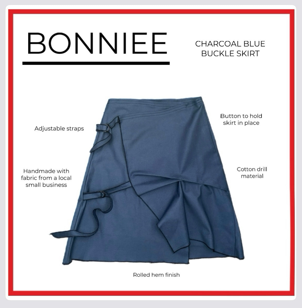 *LIMITED EDITION* CHARCOAL BLUE BUCKLE SKIRT