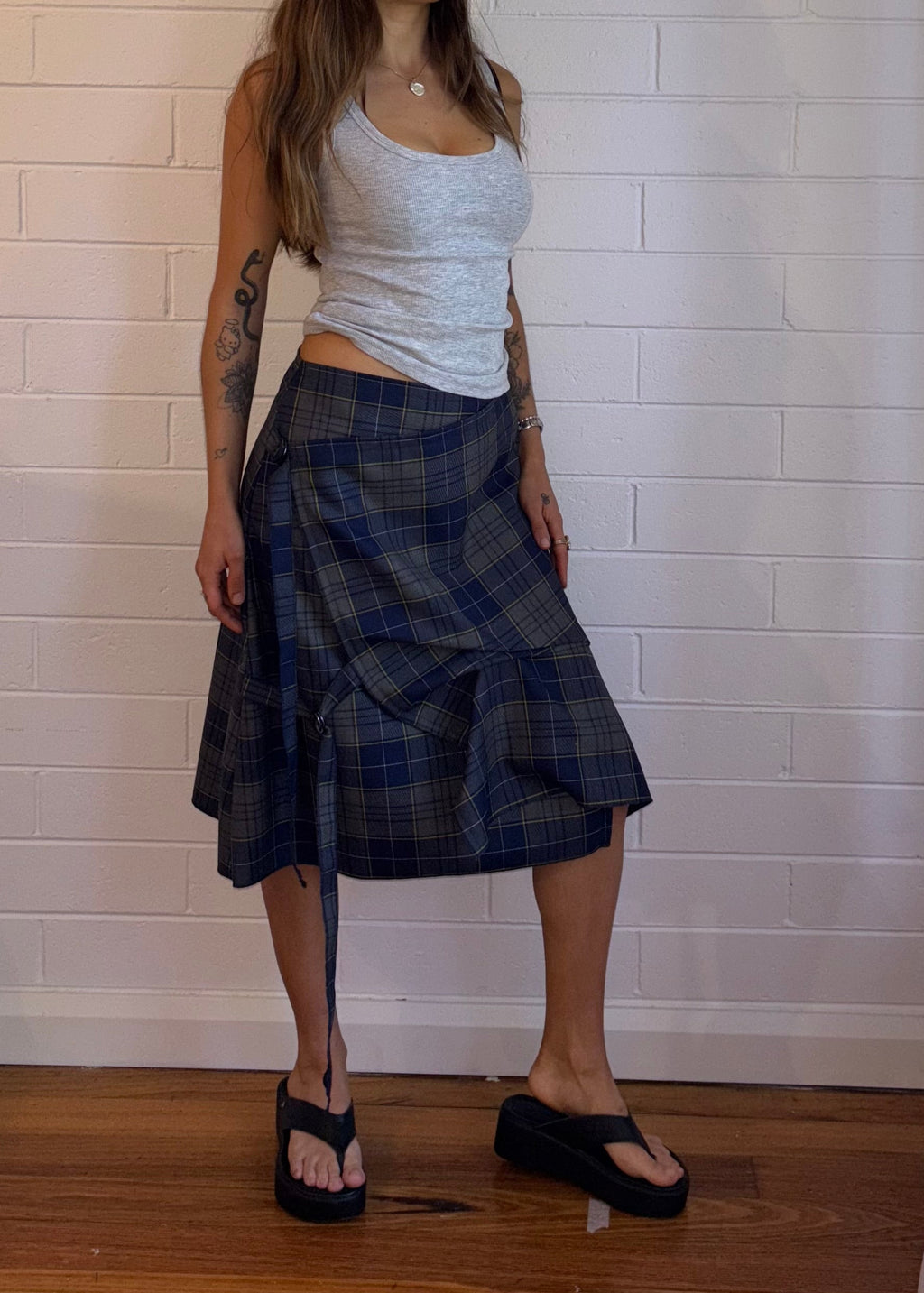 TARTAN WOOL BUCKLE SKIRT