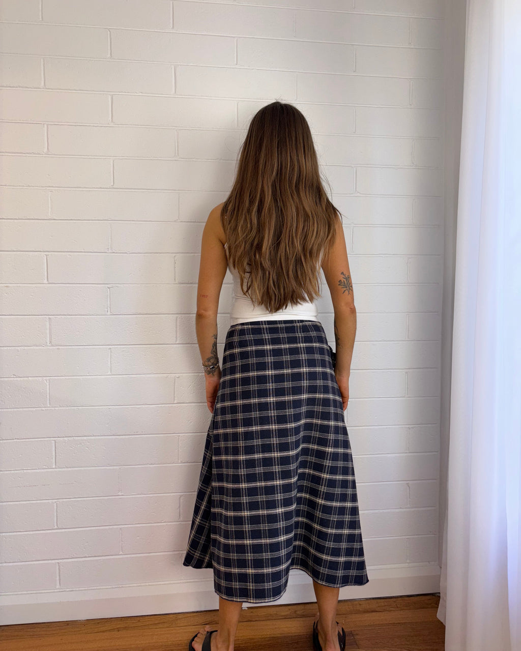 CHECK BOW SKIRT