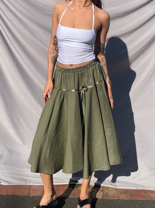 KHAKI RIBBON SKIRT