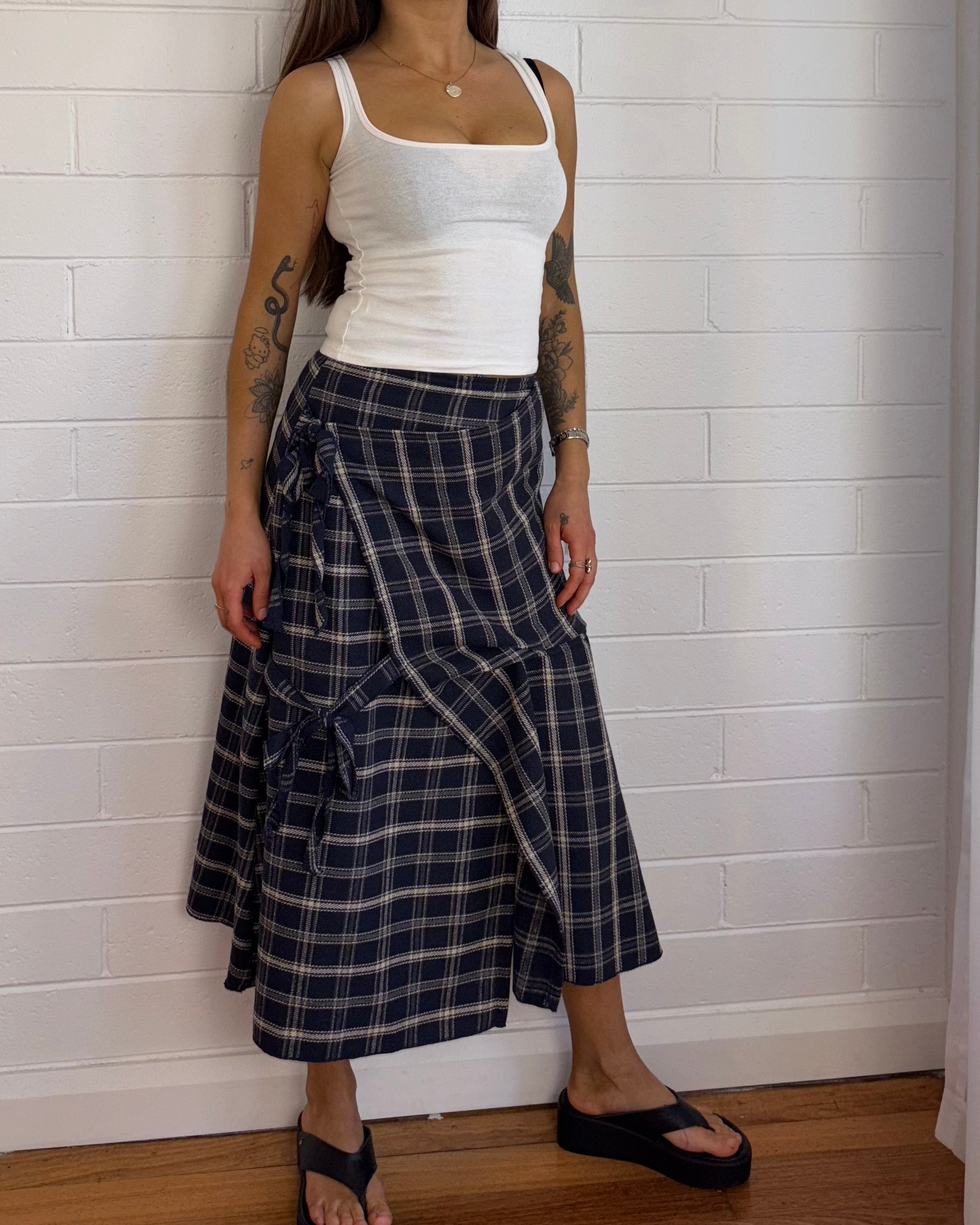 CHECK BOW SKIRT