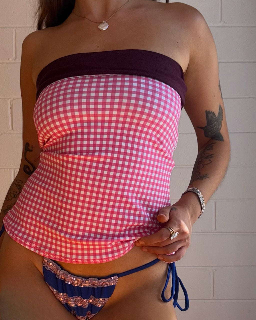 MAROON/PINK TUBE TOP
