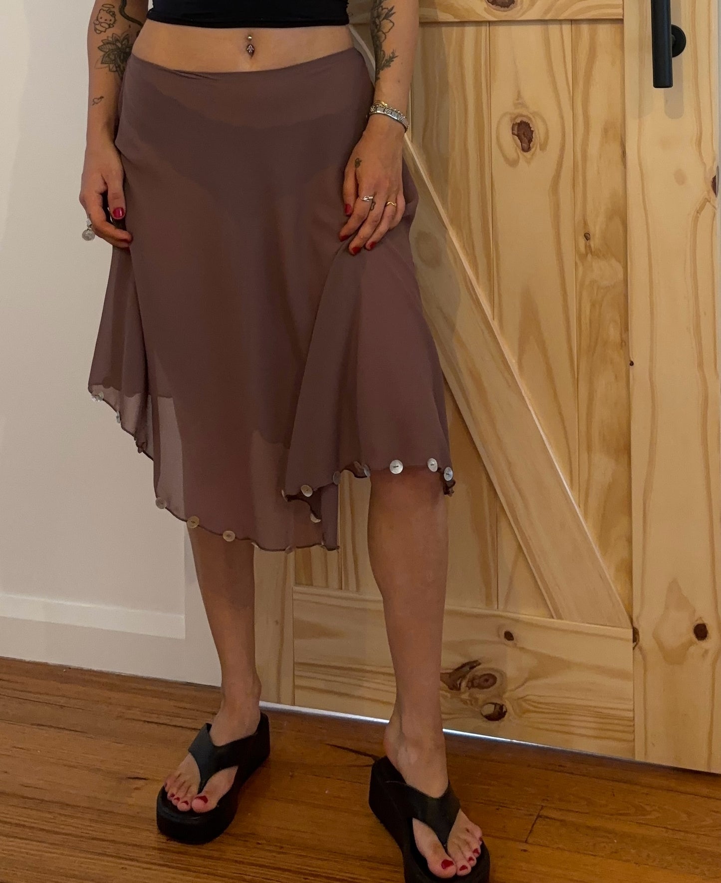 BROWN BUTTON SKIRT