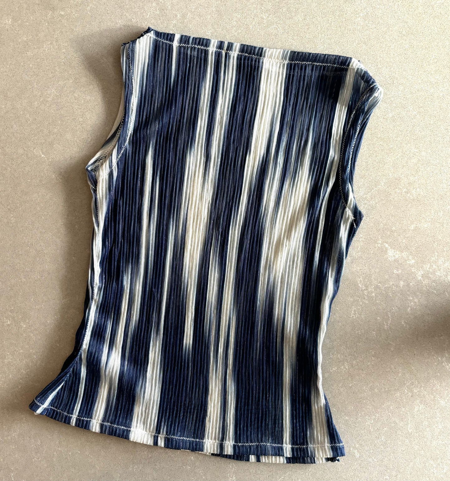 BLUE/ WHITE SHEER HIGH NECK TOP