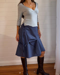 CHARCOAL BLUE BUCKLE SKIRT