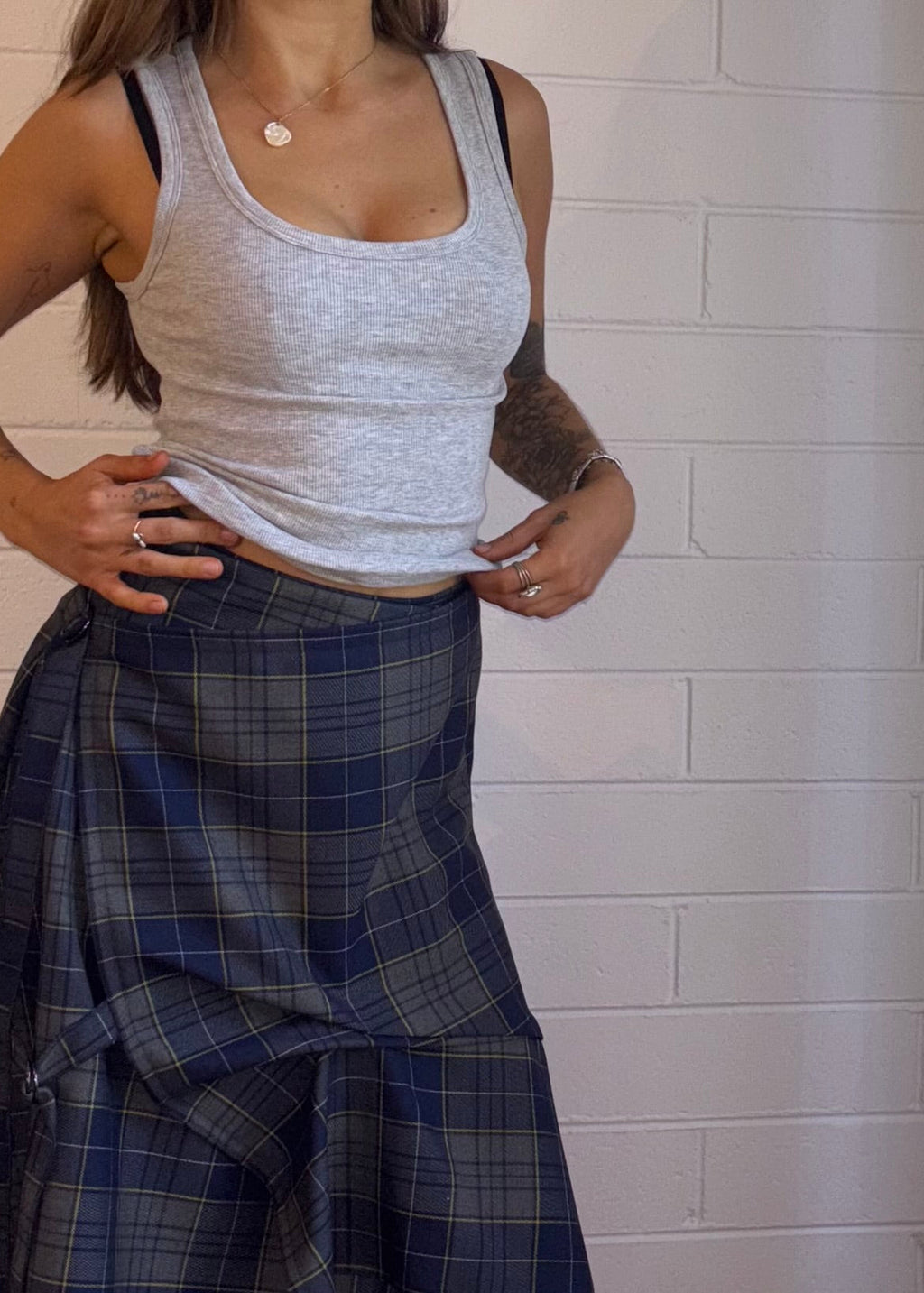 TARTAN WOOL BUCKLE SKIRT