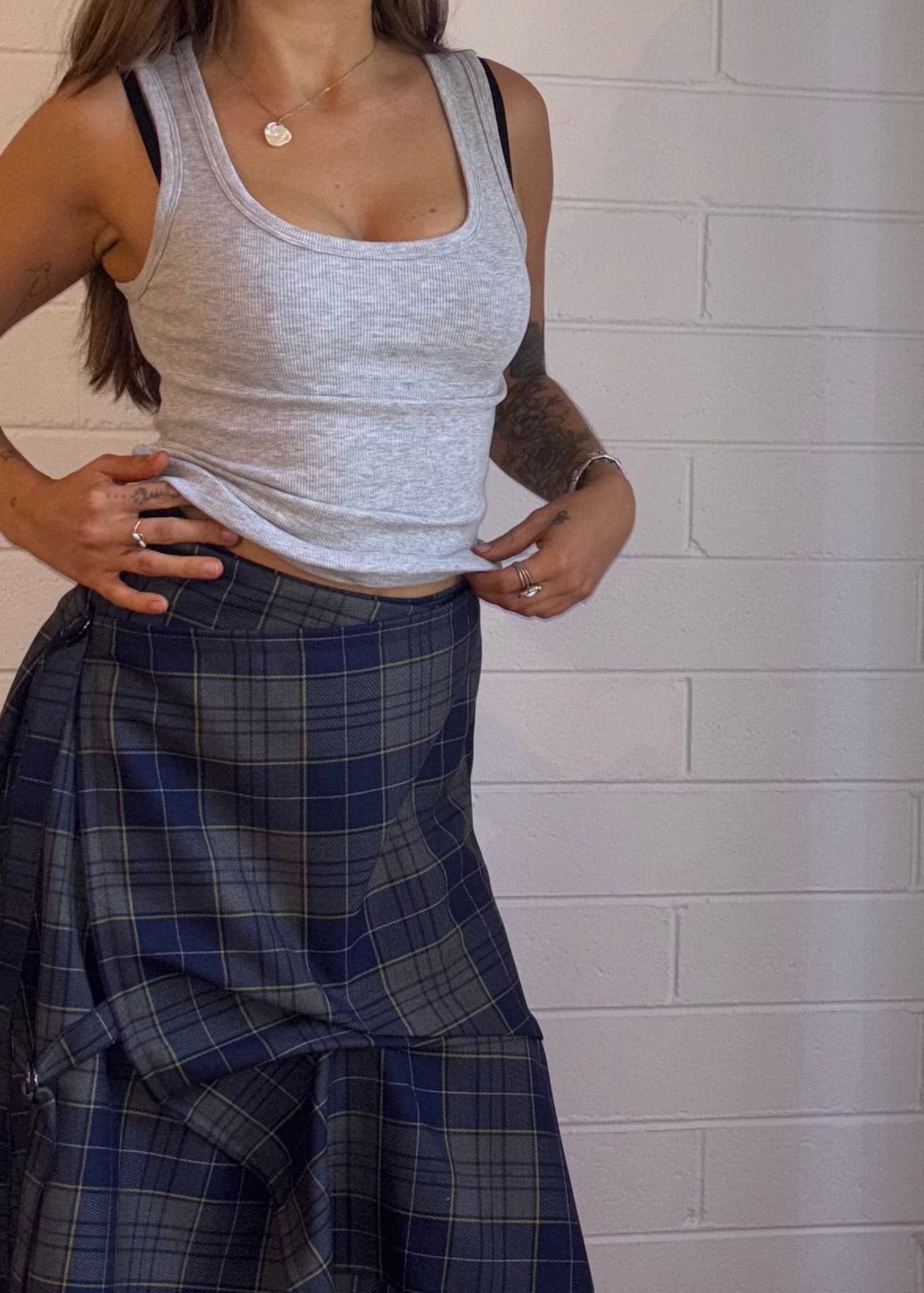 TARTAN WOOL BUCKLE SKIRT