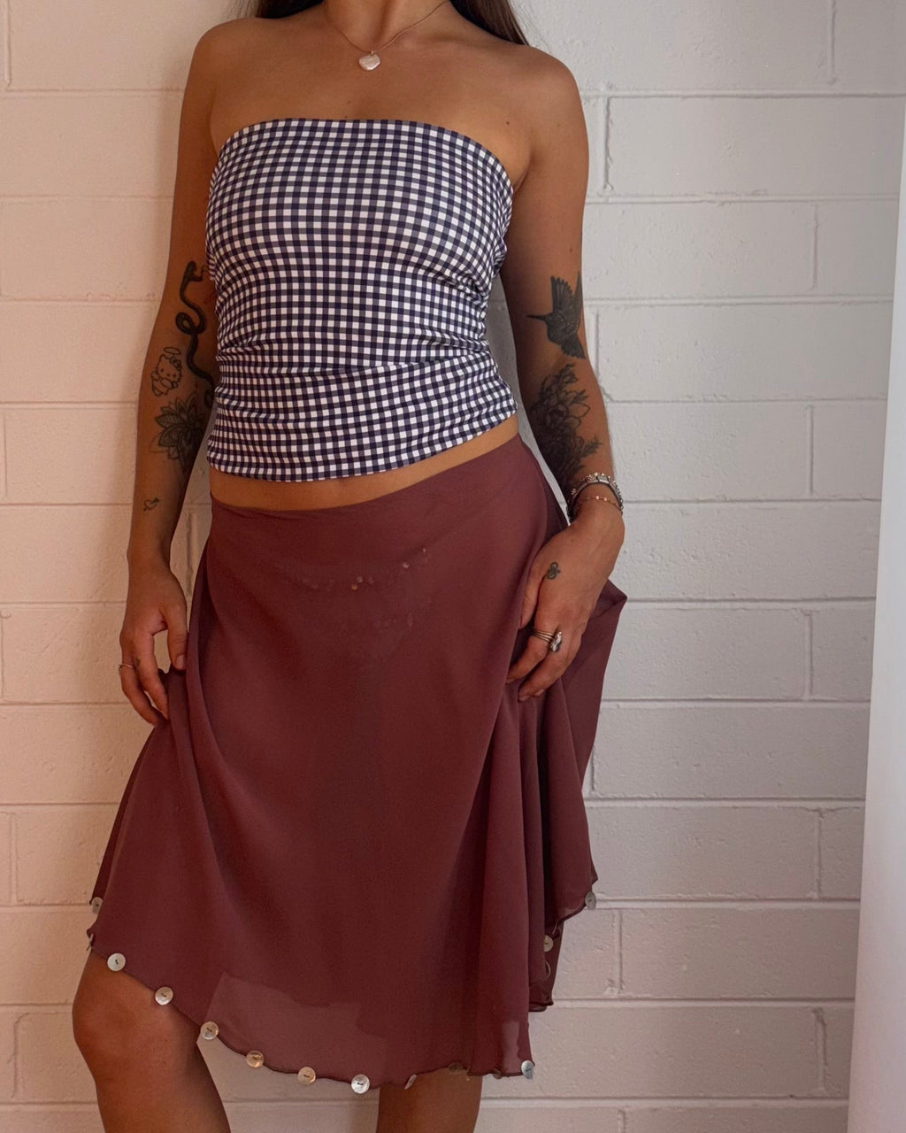 YELLOW/ NAVY TUBE TOP