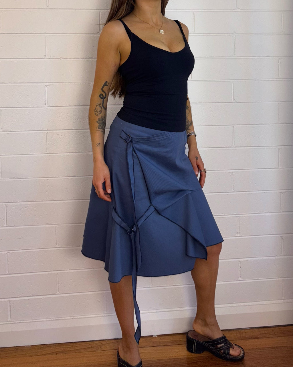 COTTON BLUE BUCKLE SKIRT