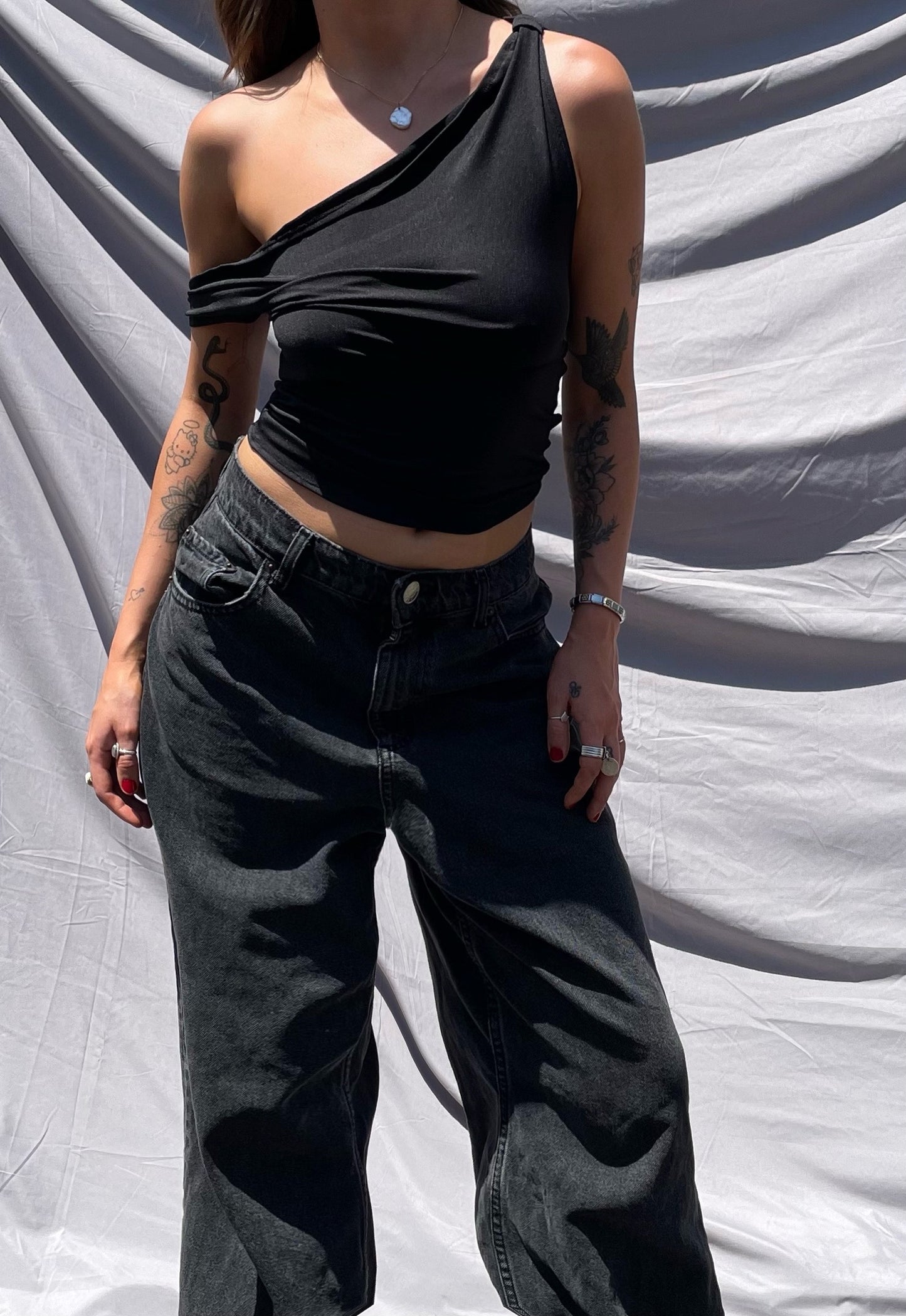 BLACK ASYMMETRICAL TOP