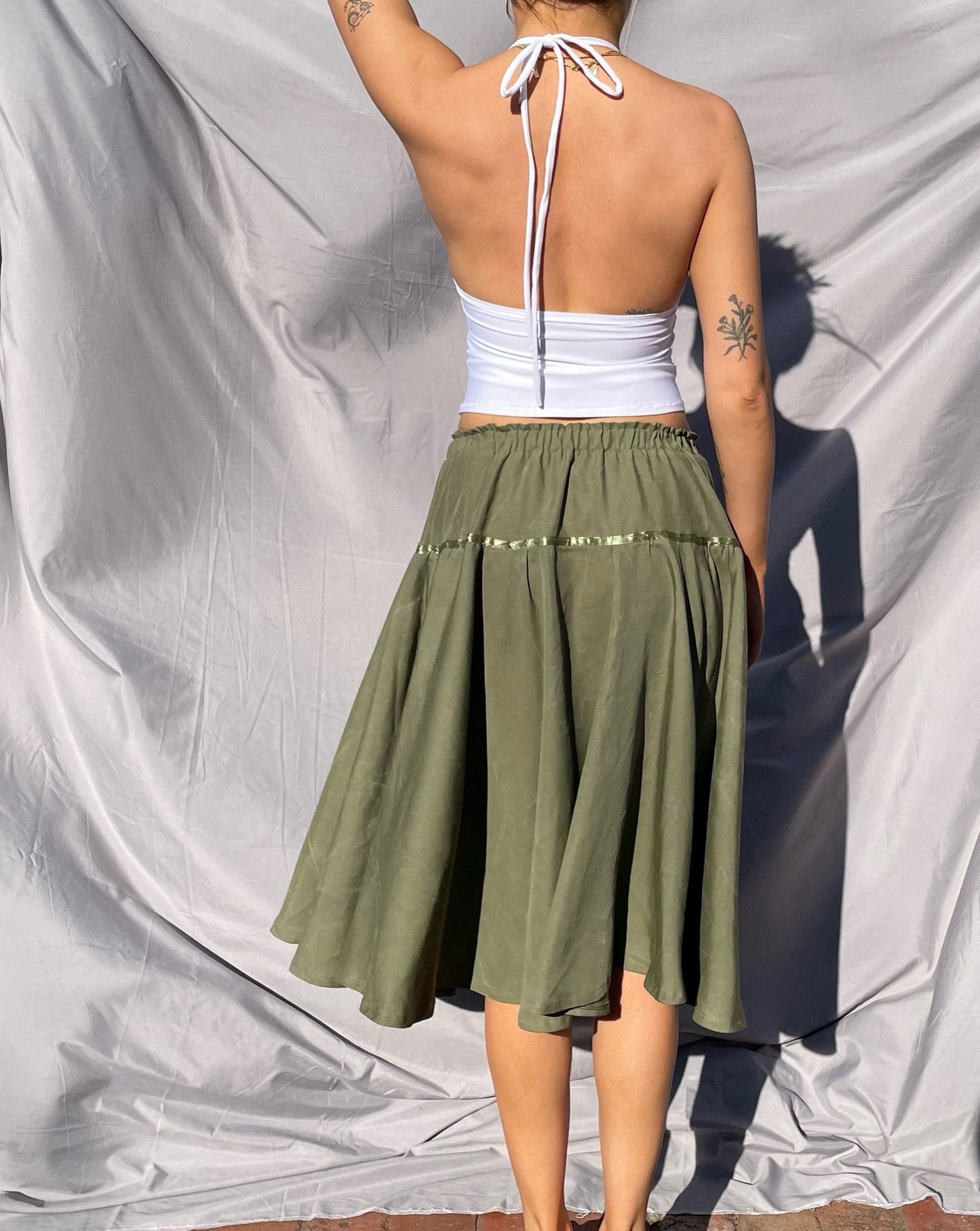 KHAKI RIBBON SKIRT