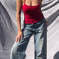 RED HALTER NECK PLAIN