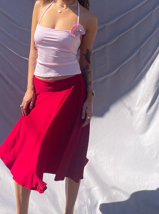 RED PLAIN SKIRT