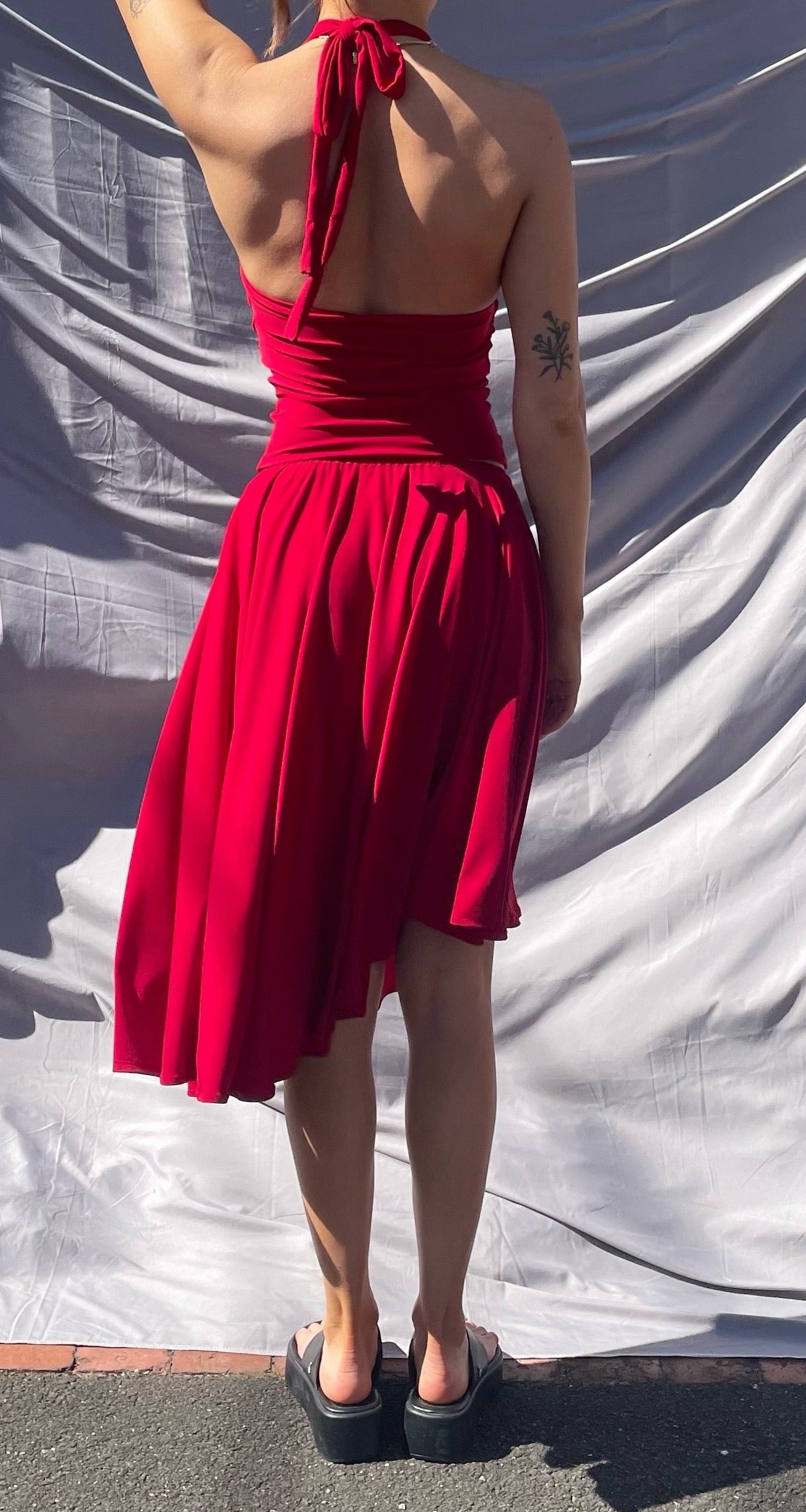 RED PLAIN SKIRT