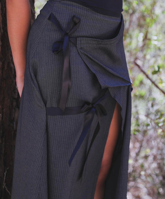 *LIMITED EDITION* PINSTRIPE BOW SKIRT