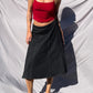 BLACK LOW RISE DENIM SKIRT