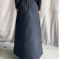 BLACK DENIM SKIRT WITH BELT