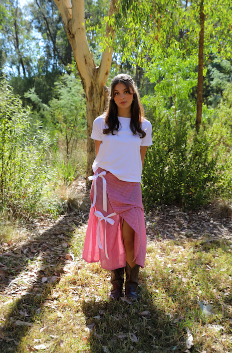 RED GINGHAM BOW SKIRT